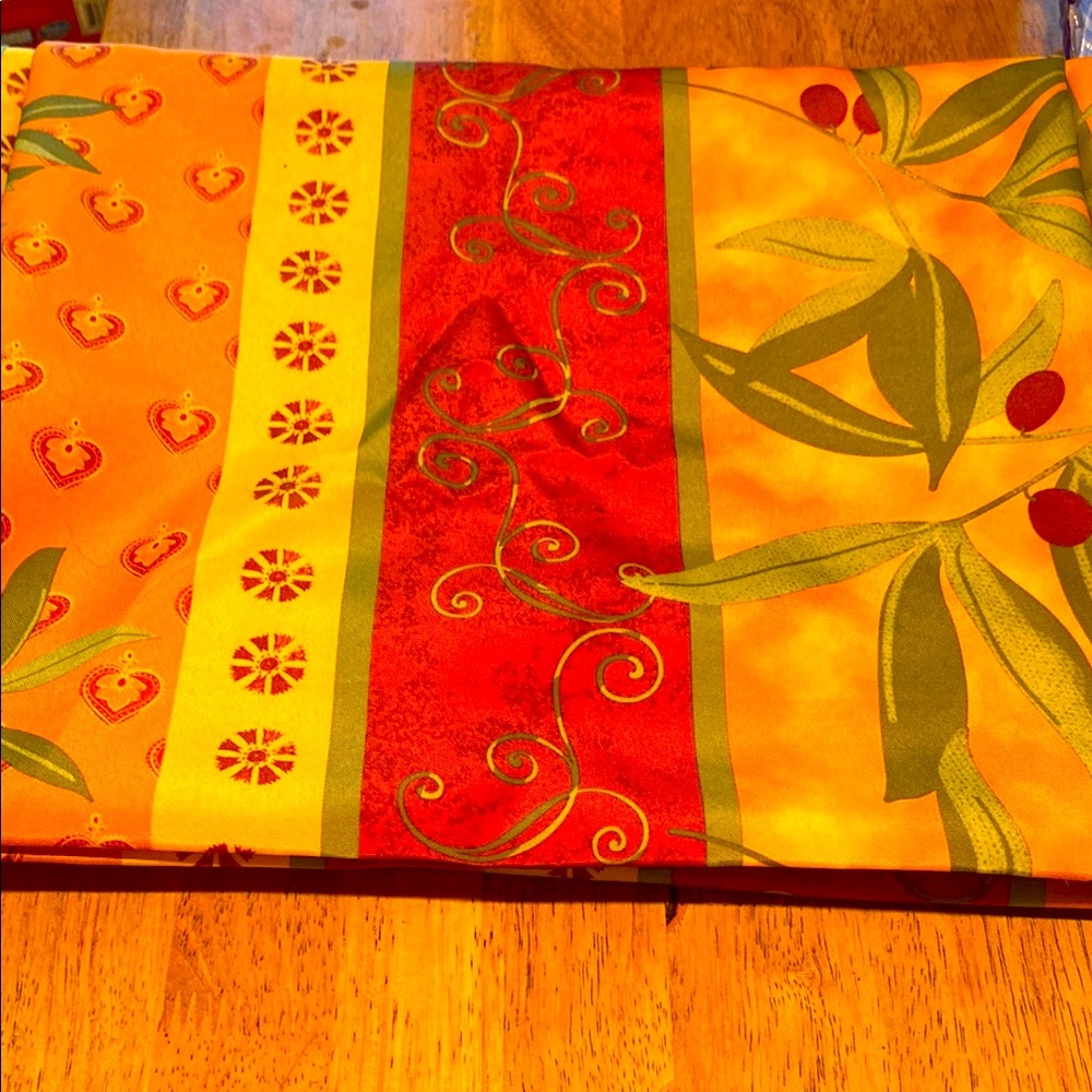 3/$15. Tablecloth Vibrant Orange and Red Patterned